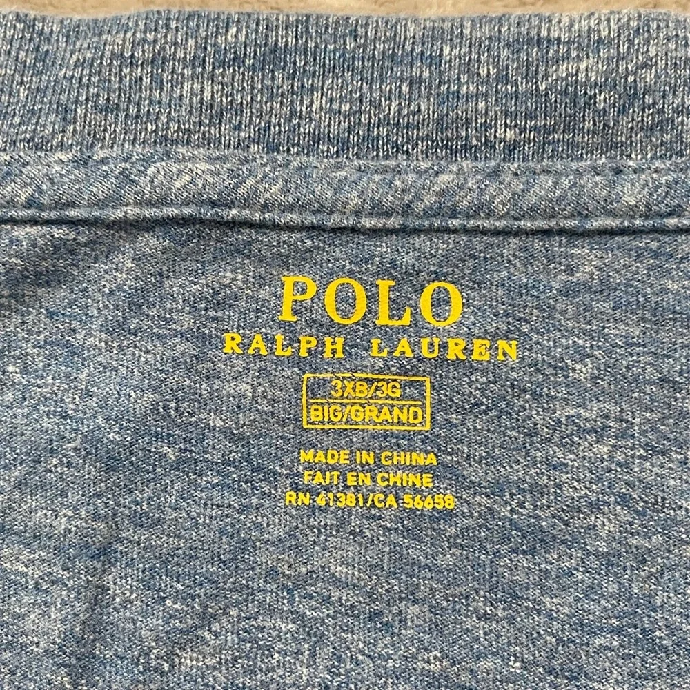 Polo Ralph Lauren Shirt Mens 3XB Blue Crew Neck Long Sleeve Preppy Pony